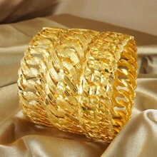 1pc Middle Eastern Vintage Sequin Glitter Openable Bangle Bracelet - Copper Material, Suitable For Daily Wear And Gifting, Dubai Style Fashion Cuff Bracelet For Women, Saudi National Day