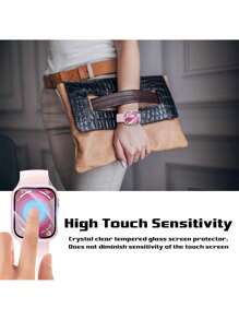 Buit In Tempered Glass Screen Protector- All Around Hard PC Protective Watch Case High Definition Ultra-Thin Cover For Apple Watch Series Ultra/SE/11/10/9/8/7/6/5/4/3/2/1, For Apple Watch Case 38/40/41/42/44/45/46/49mm, Intelligent Watch Case Accessories, Pink