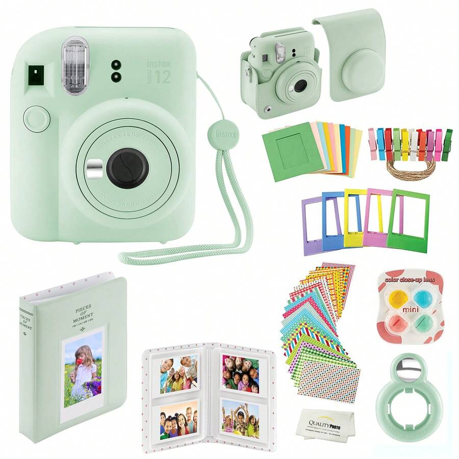 Fujifilm Instax Mini 12 Instant Camera + Quality Photo Value Bundle, Case, Decoration Stickers, Frames, Photo Album (Mint Green) - Mint Green - View 1