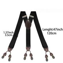 时尚男女宽可调节弹力吊带Y型西式裤子吊带裤 - 米色 - 查看 2