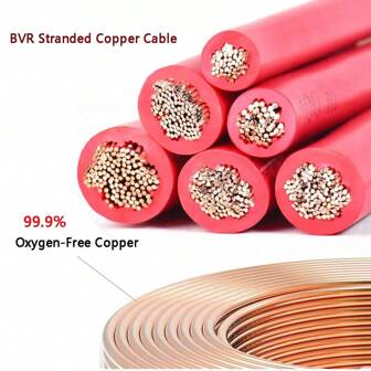 BVR 2.5mm² 13AWG PVC Copper Solid Multi Core Wires Red Black Pure Electrical Cables 220V Power Fireproof Copper Wire