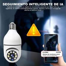 Cámara HD 1080P Cámara de Inalámbrica WiFi, Cámara Inalámbrica WiFi 2MP de 360° A Todo Color con Visión Nocturna Audio Bidireccional Detección de Movimiento con Alerta - Blanco - Ver 9