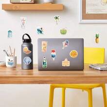 50PCS Summer Stickers Beach Stickers Tropical Stickers Pool Stickers Vacation Stickers Happy Stickers Cartoon Stickers Vinyl Waterproof Stickers For Journaling Computer Scrapbook Luggage Water Bottle Phone - Multicolor - View 10