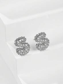 1 对泡泡首字母耳钉精致泡泡方晶锆石 26 个字母 A-Z 个性化名字耳钉情人节珠宝生日礼物适合女士和女孩 - 耳環 - 查看 46