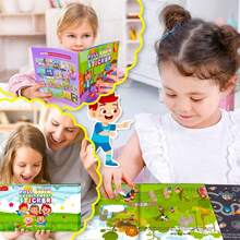 10/20 buc cărți cu stickere de desene animate, stickere distractive pentru activități de călătorie care pot fi lipite în mod repetat, inclusiv subiecte precum raționamentul matematic și memoria, cadouri perfecte de ziua de naștere pentru copii, jucării de Paște, jocuri, stickere, cadouri decorative de Halloween și Crăciun, înapoi la școală