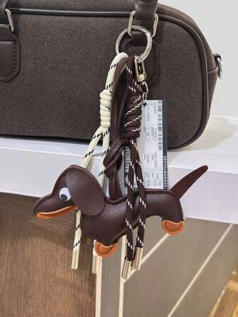 Ins Blogger Same Style Choco Sausage Dog Keychain Unique Personalized Baseball Bag Pendant Braided Lanyard Accessory Couple Backpack Decor Keychain For Bag Car Accessories For Women