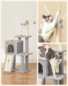 Árbol de Gatos, Torre de Juegos, Gatito, Gris Claro, Vuelta al Cole - Gris - Ver 2
