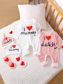 2pcs Baby Girls' Letter Print Romper And Pants Set, Spring/Autumn