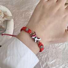 Butterfly Bracelet For Women Adjustable Braid Insect Butterfly Pendant Weaving Friendship Bracelets Party Favors - Đỏ - Xem 1