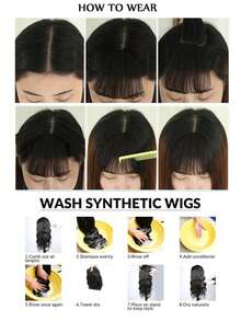 12 Inch High-Layered Straight Bangs Wig For Women BB Clip Style Invisible And Traceless Increase Hair Volume Modify Face Shape Straight Bangs Wig Synthetic Heat-Resistant Fiber Wig Suitable For Daily Holiday Party Wear