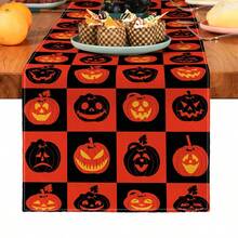 1 件万圣节树叶印花桌旗，适合节日、派对、生日、晚餐、厨房、餐厅、四季家居装饰 - 彩色 - 查看 6