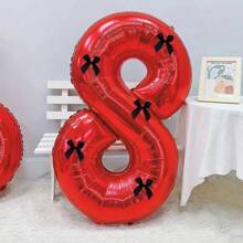 6 件 40 英寸巨型红色数字带黑色蝴蝶结数字气球红色气球数字生日装饰 1 2 3 4 5 6 7 8 9 数字派对庆祝装饰毕业典礼婚礼婴儿洗礼周年派对 - 彩色 - 查看 15