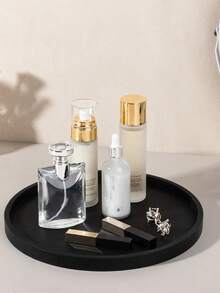 圆形黑色硅胶浴室托盘、梳妆台托盘、用于洗涤器、乳液瓶、化妆品、香水、珠宝、蜡烛、钥匙饰品环的小饰品托盘 - 彩色 - 查看 4