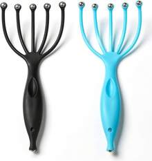 Scalp Massager Hand Held Portable Head Massager For Female SPA Relaxation & Stress Reduction For Home, Office And Travel Use Wet And Dry - Đen Xanh - Xem 9