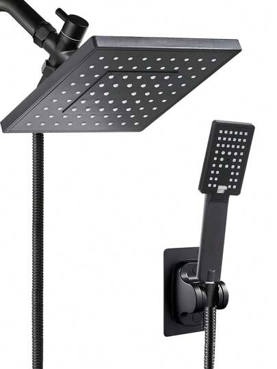 YAOPENG 1 Set Shower Combo, 8-Inch High Pressure Square Rainfall Shower Head With 3 Spray Modes, Handheld Shower Head, Includes 59-Inch Extra Long Hose, 3-Way Diverter, Shower Head Bracket, G1/2 Universal Top Shower Head, Easy Installation Bathroom Bathroom Accessories Bathroom Tools