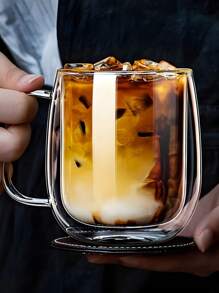 1/2个带手柄双层玻璃咖啡杯，马克杯，双层保温杯。适用于拿铁、卡布奇诺、抹茶、冰美式、奶昔以及冷热饮品。非常适合圣诞节和生日礼物。