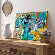 Basquiat Wall Art Jazz Wrapped Framed Canvas Wall Art, Vintage Prints Poster, A Collage Of Many Different Images Of People, Birthday Party Decor, Decorative Wall Art For Living Room Bedroom Office, Hanging Hardware Included - Framed, Horizontal - 包裹式框架 - 查看 4