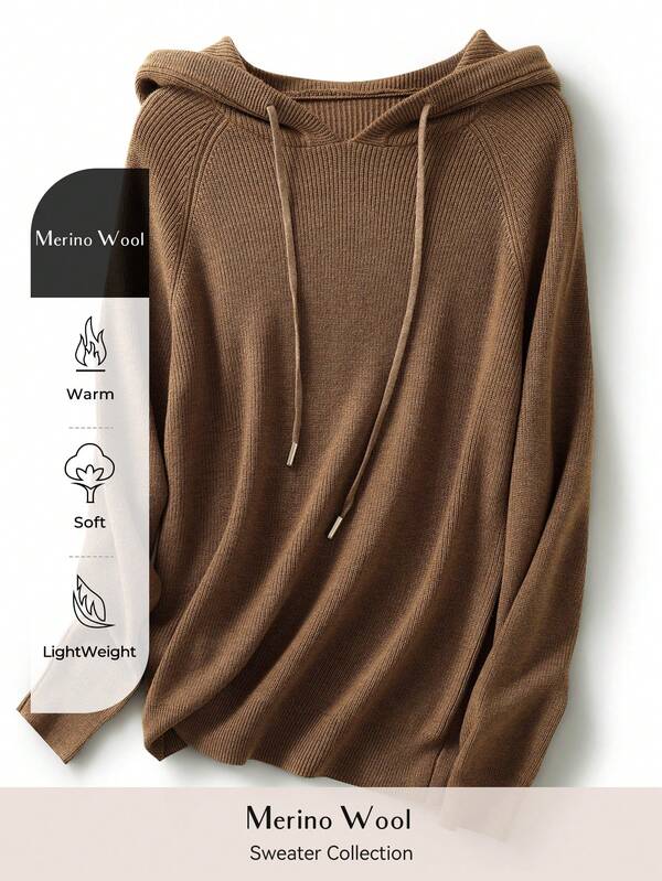 Women's Crew Neck Merino Wool T Shirt Fall Classic Vintage Cable Warm Long Sleeve Knit Hoodies