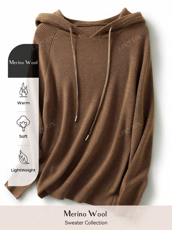 Camiseta de cuello redondo de lana merina para mujer, clásica de otoño, vintage, de cable, cálida, de manga larga, tops de punto