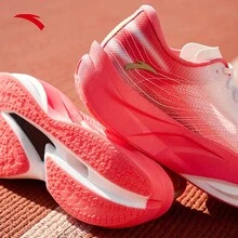 [20KM+] Zapatillas de running profesionales ANTA C202 para hombres, con placa de carbono para maratón, zapatillas de entrenamiento 1124D5570 - Blanco/Naranja/Dorado-1[NUEVO] - Ver 5