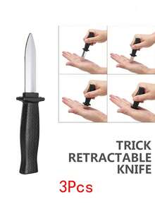 Retractable Simulation Knife Simulation Retractable Magic Props Adult Fake Knife Show Scary Retractable Knife Suitable For Christmas, Easter, Suitable For Teenagers And Adult Pranks - Black - View 13