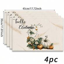 Un conjunto de 4/6 manteles individuales y 1 pieza de camino de mesa, con diseños de calabaza de otoño y hojas de arce. Manteles, individuales y decoraciones para platos adecuados para la cocina, decoración del hogar en estilo rural y reuniones familiares. Apropiado para cenas, fiestas, reuniones y regalos festivos, es una opción ideal para regalos de otoño. - Multicolor - Ver 22