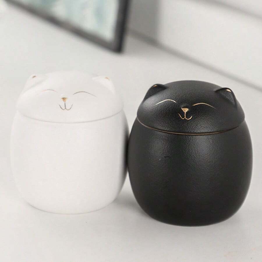 1 pieza Urna de Mascota de Cerámica, Contenedor de Cenizas de Gato, Contenedor de Vida, Urna Conmemorativa de Gato de Cerámica, Lugar de Descanso Gentil para Felinos, Frasco de Cenizas Hecho a Mano