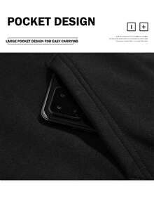 男士加热连帽衫 - 带口袋的套头连帽衫，适合户外活动，单开关控制五个加热区（不含电源）