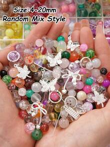 beadia 30-50克/包混合玻璃珠、银色金属吊坠、各种黑色玻璃珠，适合DIY珠宝制作、项链和手链工艺品，女士手工材料 - 黑色 - 查看 5