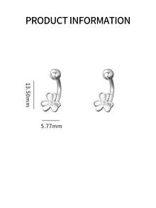 1 chiếc khuyên rốn hình cỏ bốn lá bằng bạc Sterling S925, khuyên rốn dạng tạ dành cho nữ, trang sức xỏ khuyên cơ thể hình ba lá. - Móng rốn đơn - Xem 5