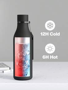 17oz Frosted Sports Flask with Removable Strap – Cola-Shaped Stainless Steel Water Bottle, Leak-Proof Double-Wall Insulation, 12-Hour Cold Retention, Ideal for Gym, Travel, School & Outdoor Use - 黑色 - 查看 3
