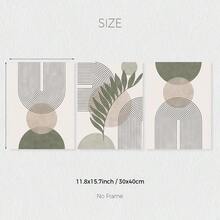 桃绿色波西米亚植物墙面艺术印刷品（三件套）、鼠尾草绿色中世纪印刷品、鼠尾草绿色帆布海报、自然简约墙面装饰、春季装饰、客厅、卧室、咖啡厅、酒吧、办公室、走廊、家居和房间装饰艺术品（无框） - 橄欖綠 - 查看 14