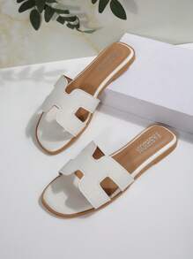 全新女士时尚优雅镂空PU皮革沙滩凉鞋 - 白色 - 查看 2