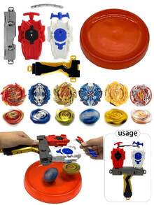 Zestaw 11 zabawek w postaci wirującego bączka z wielokolorowymi uchwytami i wyrzutnią, odpowiedni do walki, różne style, prezent świąteczny