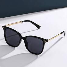 Vintage-Style Oval Fashionable Glasses For Ladies - Lightweight Polycarbonate Frame With Decorative Lenses, European Metal Hinge Design, Suitable For Both Casual And Formal Occasions To Wear - màu đen - Xem 6