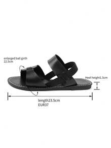 Women's Flat Sandals, Fashion Extra Wide Fit Elastic Band Comfortable Loose Casual Sandals, Versatile Outdoor Simple Lightweight Ladies Beach Slippers