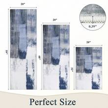 Pauwer Kitchen Mats For Floor 3 Piece Set Boho Non Slip Kitchen Rugs Washable Farmhouse Kitchen Floor Mats Thick Long Kitchen Throw Area Rug Carpet Runner For Hallway Laundry Bathroom - Màu xanh lam - Xem 3