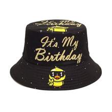 生日派对印花双面渔夫帽，户外旅行沙滩太阳帽