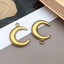 2 件时尚金色不锈钢天体太阳月亮饰品金属太阳吊坠适用于 DIY 珠宝耳环手链项链工艺钥匙扣配件 - 金色 - 查看 9