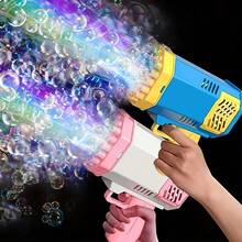 手持式 40 孔泡泡机玩具，户外游戏电动泡泡枪，亲子互动，儿童礼物（不含电池，不含泡泡液） - 粉色 - 查看 5