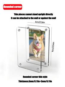 1入組亞克力強力磁性相框，帶架子，可作桌上名片夾、水晶相框、標價牌或偶像卡磁性徽章使用