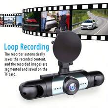 1pc 360° 3/4-Channel Car Dash Cam - Front 1080P & Rear/Left/Right 720P, 3.16" IPS Display, Night Vision, 24H Parking Mode (G-Sensor/Motion Detection),  Music Player, Supports 64GB Card - Four -way display - View 5