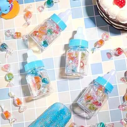 12 件糖果瓶 - 塑料婴儿沐浴礼品，迷你奶瓶形状的糖果、零食和派对容器