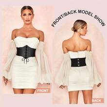 1pc Plus Size Women's Solid Color PU Leather Waist Cincher With Drawstring And Hidden Buckle, Suitable For All Seasons Everyday Use Women Corset Belt For Dress,Waist Trainer Waist-Shaping For Waist Slimming And Tummy Control - Threaded Waist Belt - View 9