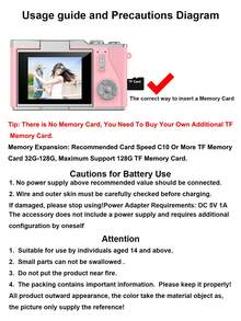 Appareil photo numérique 4800MP avec écran rotatif 2,4", capteur CCD rechargeable, sans carte mémoire, avec plusieurs modes de filtre. Appareil photo portable anti-vibration avec zoom intelligent, convient pour la prise de vue en extérieur. - Multicolore - Voir 4