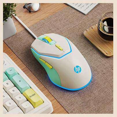 HP G360 Gaming And Office Mouse Macro Programming Function + High-Value Appearance Durable Mechanical Micro-Switch Accurate Tracking Sensor All-Round E-Sports Equipment For Home/Internet Cafes Milk Yellow