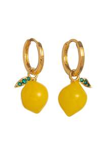 1 对精致、可爱、甜美的水果风格橄榄橙胡萝卜柠檬桃吊坠高品质女士耳环，镀 18K 金，适合送给妻子、母亲和女朋友的日常佩戴。