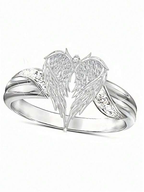 [Fashion Ring] 1pc Simple Fashion Ring, Angel Wings Love Ring | Men's Women's Ring