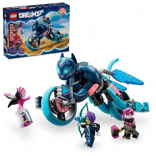 LEGO DREAMZzz Juguete de motocicleta con figura de gato Zoey y 2 minifiguras, juguete creativo para niños a partir de 7 años, reconstruye una figura de animal en una moto, juguete de gato para niños, 71479