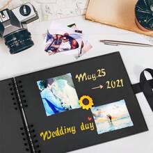 Scrapbook Photo Album, A4 Black Scrapbook With 80 Pages, DIY Memory Photo Books For Baby Family Wedding Birthday Graduation, Small Scrap Book Kit With Gel Colouring Pens Photo Corners Sticker - Black - View 9